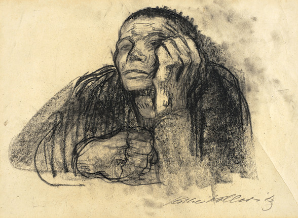 KÄTHE KOLLWITZ (1867-1945) Meditierende Frau 10 13/16 x 14 15/16 in (27,4 x 37,9 cm) (exécuté vers 1917-1918) image 1